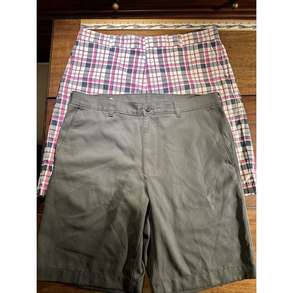 Lot of 2 PGA Tour, Walter Hagen Shorts Men's Sz 36 Performance Flat Front Golf